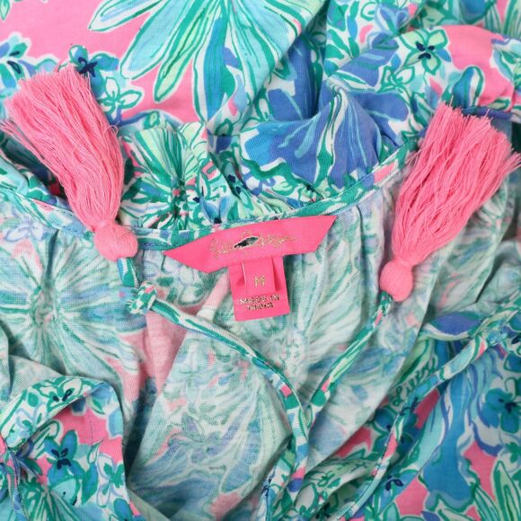 Lilly Pulitzer Floral Printed Midi Dress Ruffle Tank Cotton Resort M NEW 282440 - Picture 5 of 5